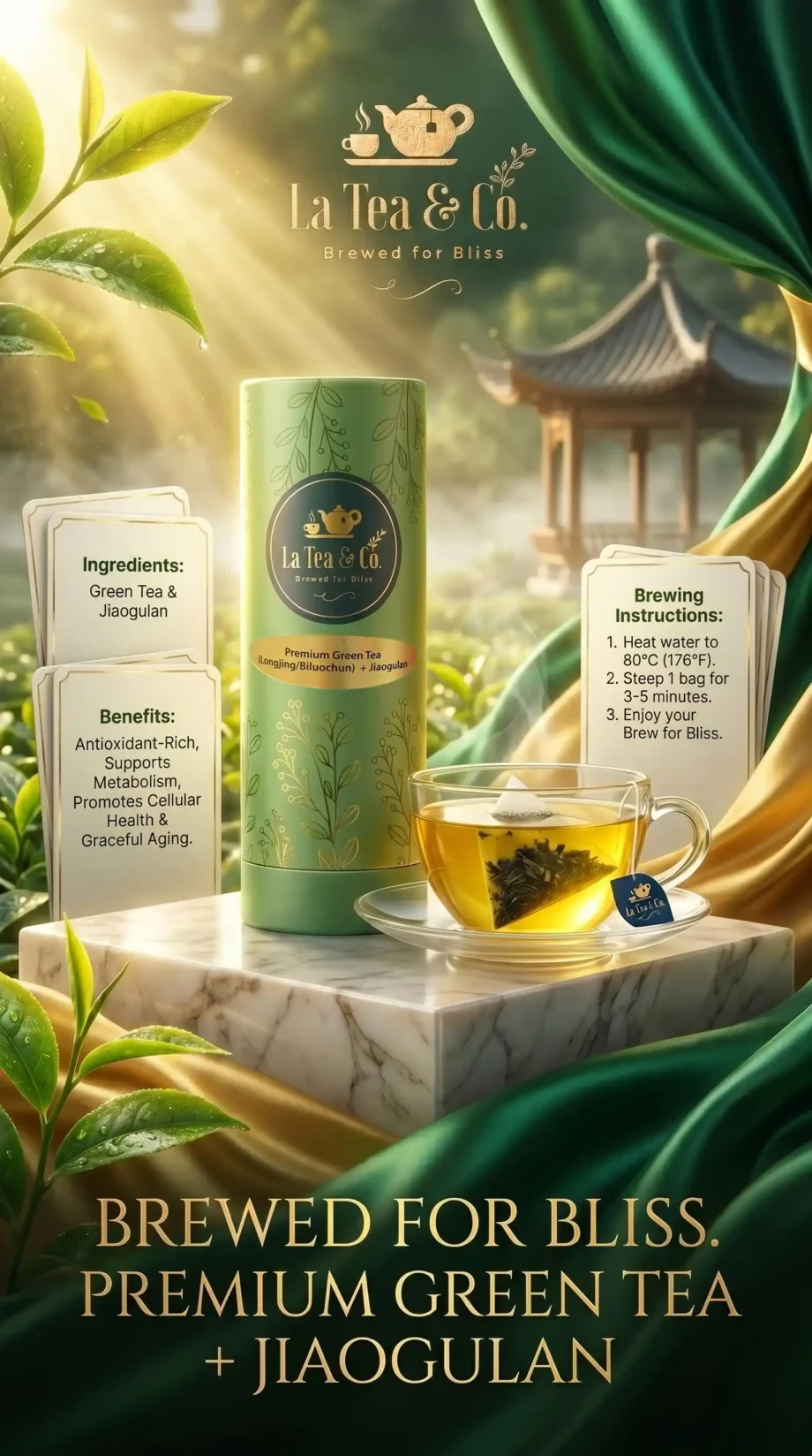 Premium Green Tea (Longjing/Biluochun) + Jiaogulan