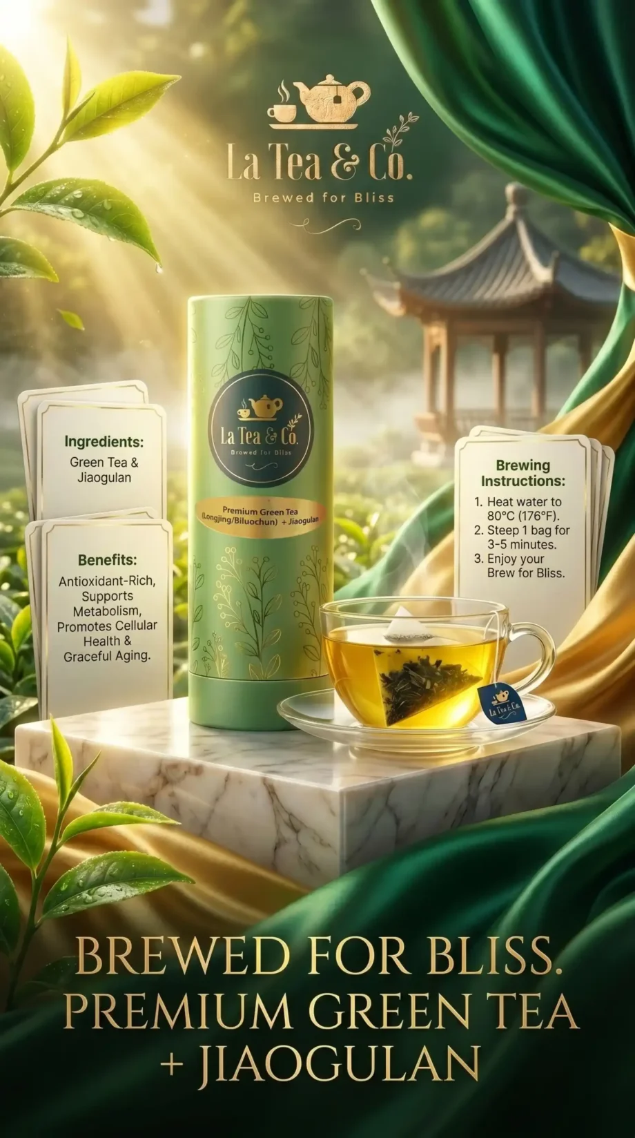 Premium Green Tea (Longjing/Biluochun) + Jiaogulan
